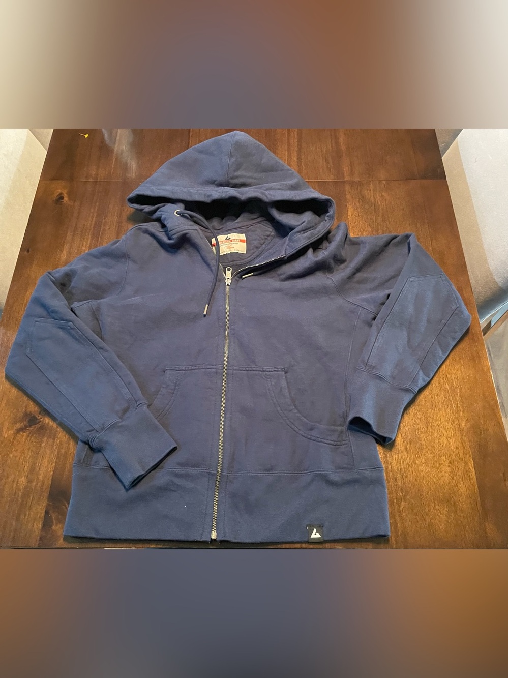 American Giant Women's Full Zip Hoodie Blue XL Cotton Fleece Hooded Pockets